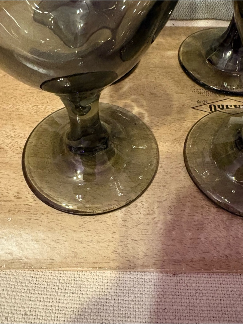 4 Vintage Libbey Smoke Gray Glass Water Wine Goblets 7 inches - Picture 5 of 6